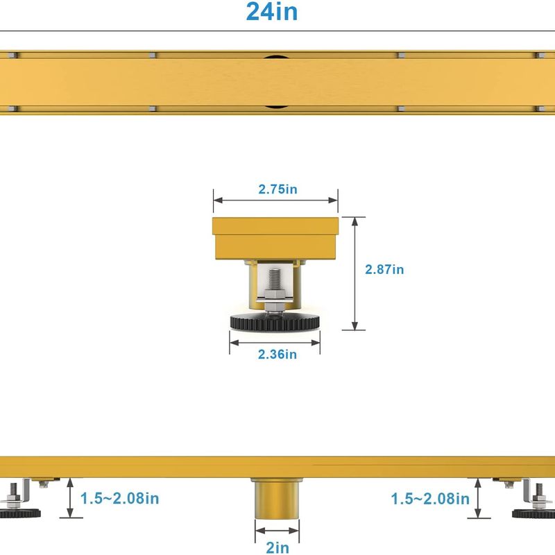 Rectangular 24 Inch Shower Floor Linear Drain 
